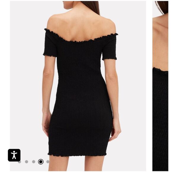 Fifth & Mode Carmen Smocked Mini Dress size Large in Black NWT - Picture 2 of 15